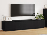 TV Cabinet with LED Black Oak 180 x 38 x 49 cm Engineered Wood 3376145