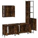 4 Piece Bathroom Cabinet Set Smoked Oak Engineered Wood 3214752