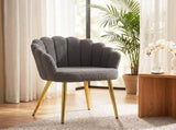 Lounge Chair Petal-Back Armchair Metal Metal Legs for Living Room Bedroom, Grey T3398P548741