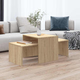 802915 Coffee Table Set Sonoma Oak 100x48x40 cm Engineered Wood