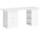 Computer Desk, Writing Table, PC Workstation with 3 Storage Shelves and Drawers, Silver Handle, for T3398P423542