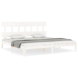 Bed Frame without Mattress White 200x200 cm Solid Wood Pine 3193617