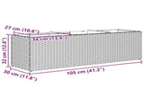 Garden Planter with 3 Pots Grey 105x30x32 cm Poly Rattan 366418