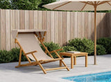 Deck Chair 3 Position Solid Eucalyptus Wood Beige 42024888