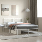 Metal Bed Frame without Mattress with Headboard White 140x200cm 372229