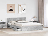 Bed Frame with Drawer Concrete Grey 140 x 190 cm Engineer Wood 3407980