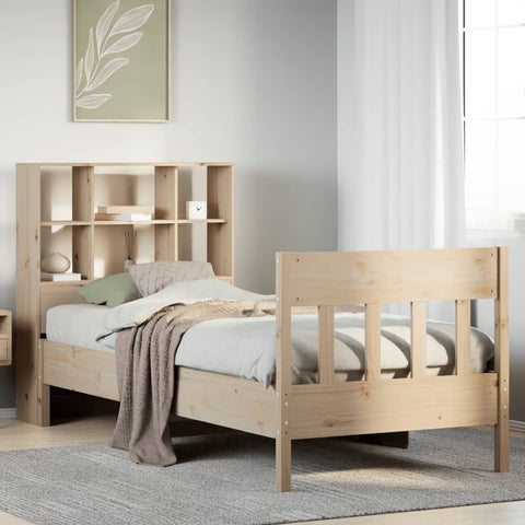 ZNTS Bed Frame without Mattress 75x190 cm Small Single Solid Wood Pine 3323245