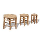 Garden Stool Set of 3 Natural Bamboo Small to Large Stackable 41495