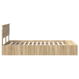 Bed Frame with Shelf Sonoma Oak 120 x 200 cm Engineered Wood 3408391