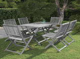 Garden Dining Set Grey Solid acacia wood Medium Foldable 3057871