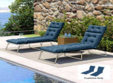 Set of Two 190 x 56cm Sun Lounger Cushions - Navy Blue T3398P554306