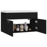 Sink Cabinet with Built-in Basin Black Engineered Wood 3070830