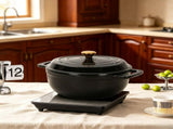 Cast iron 6QT cooking pot - Gradient Black Color - Includes two silicone gloves - Enamel pot 92886056