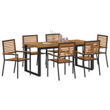 Garden Dining Set 7 pcs Black Solid Acacia Wood 3365463