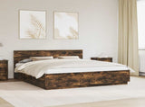 Bed Frame Smoked Oak 200 x 200 cm Engineered Wood 3408044