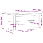 ZNTS Dining Table Artisan Oak 180x90x76 cm Engineered Wood 855845