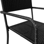 ZNTS Garden Dining Chairs 2 pcs Stackable Black Poly Rattan 318718