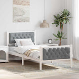 Bed Frame with Headboard Light Grey 90 x 190 cm Solid Pine Wood 878438