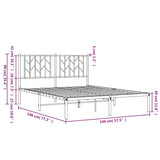 Metal Bed Frame without Mattress with Headboard Black 140x190cm 374437