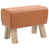 Bench 60 x 30 x 45 cm Real Leather Brown 42042104