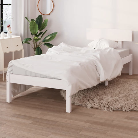 Bed Frame without Mattress White Solid Wood 90x200 cm 810133
