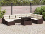 Sofa Set with Cushion 9 pcs Brown and Cream Poly Rattan 3349054