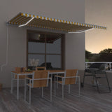 ZNTS Manual Retractable Awning with LED 500x300 cm Yellow and White 3068943