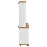 Hutch with Drawer ASKIM White 91 x 40 x 184 cm Solid Pine Wood 3334643