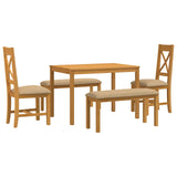 Dining Set 5 pcs Beige Solid Oak Wood 3430291