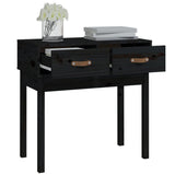 Console Table Black 76.5x40x75 cm Solid Wood Pine 821753
