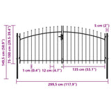 Double Door Fence Gate Woerden with Spear Top 299.5x149.5 cm 144359