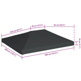 Gazebo Top Cover 310 g/m 4x3 m Grey 44787
