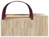 Kids'High Bed Frame with Desk 3 pcs Sonoma Oak and Red 3423687