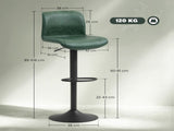 Bar Stools Set of 2, PU Leather Barstools with Backrest and Footrest for Kitchen, Counter, Breakfast T3398P423547