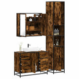 3 Piece Bathroom Furniture Set Smoked Oak Engineered Wood 3301082