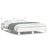Bed Frame with LED White 152 x 203 cm Engineered Wood 3402852