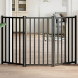 Dog Gate Foldable 3 Panels Black 150 cm Solid Wood Fir 352286