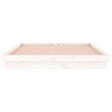 LED Bed Frame without Mattress White Super King Solid Wood 819988