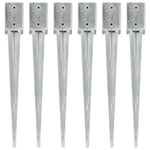 ZNTS Ground Spikes 6 pcs Silver 9x9x75 cm Galvanised Steel 145414