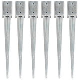 ZNTS Ground Spikes 6 pcs Silver 9x9x75 cm Galvanised Steel 145414