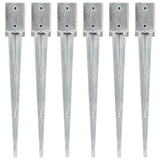 Ground Spikes 6 pcs Silver 9x9x75 cm Galvanised Steel 145414