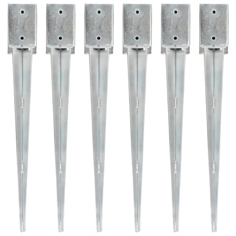 ZNTS Ground Spikes 6 pcs Silver 9x9x75 cm Galvanised Steel 145414