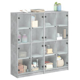 Bookcase with Doors Concrete Grey 136x37x142 cm Engineered Wood 3206520
