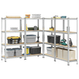 4-Layer Storage Shelves 4 pcs Silver Steel&Engineered Wood 3307579