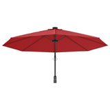 Wall-mounted Parasol with LEDs Bright Red 290cm 362895