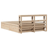 ZNTS Bed Frame with Headboard 135x190 cm Double Solid Wood Pine 3306357