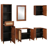 Bathroom Cabinet 5 pcs Brown and Black Solid Mango Wood 3310174