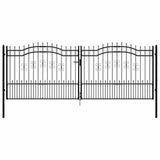 Fence Gate "KAMPEN" with Spear Top Black 394,5x150 cm Steel 151102