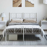 Metal Bed Frame without Mattress with Footboard White 150x200cm 372248