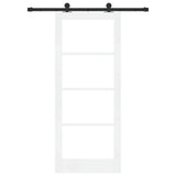 Sliding Door ORKDAL White 83 x 202 cm Solid Pine Wood and Glass 3332110